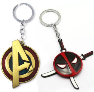 Jainsburys Combo of Avengers logo keychain & Deadpool Sword Rotating keychain Key Chain