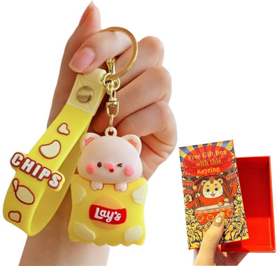 TLISMI Cute 3D Cartoon Pig Keychain with Lobster Clasp and Mini Gift Box (Pack of 1) Key Chain