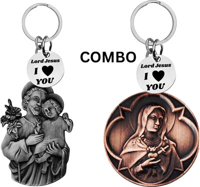 The Men Gift Lord Jesus Keychain Combo– Sacred Heart Religious Keyring Set ShivkeyCom637-626 Key Chain