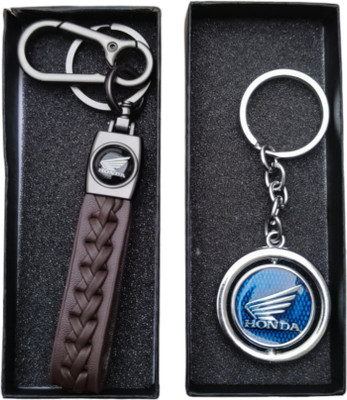 JNV Leather And Metal Keychain Compatible With HONDA Bike | Scooty (Pack Of 2) Key Chain