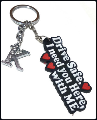 Meeko.com K letter with Drive Safe Rubber key chain 0J-A Key Chain