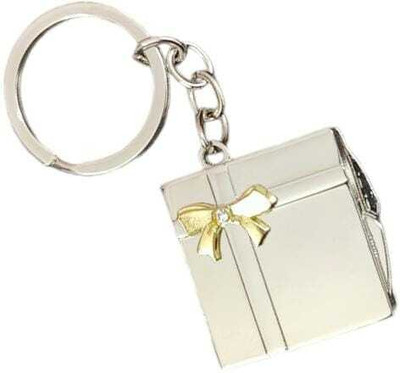 AMANVANI Square/Book shaped Double photo Frame Metallic Key Chain Couple Keychain Key Chain