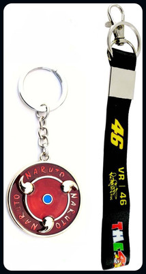 Meeko.com Naruto spinning rotating keychain and 46 black small tag-A Key Chain