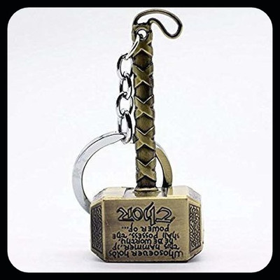 gtrp Top_Thor Hammer Marvel Avengers Superhero Gold Metal Ring Key Chain Key Chain