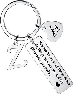 Artisans Crafted Thank You Keychain With Initial Letter Pendant Z Key Chain