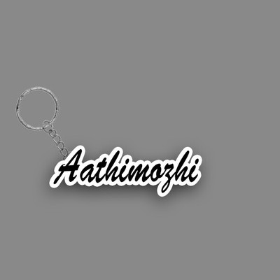SY Gifts SYG Aathimozhi Name Keychain White And Black Key Chain