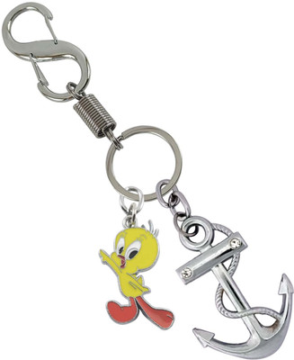 HANDSOME ISK Perfect Finish Silver Anchor With Yellow Tweety Locking Lock Decorate your Keys Key Chain