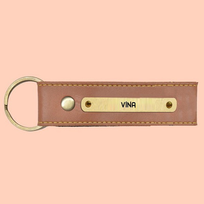 SY Gifts SYG Vina Name Vegan Leather Keychain Key Chain