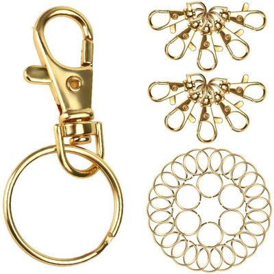 DIY Crafts 20 Pcs, Gold, Lobster Claw Clasps Findings with Keychain Rings for Keychain Key Chain