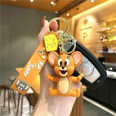 CELWARK 3D Tom & Jerry With Long Ribbon (Pack Of 1) Key Chain