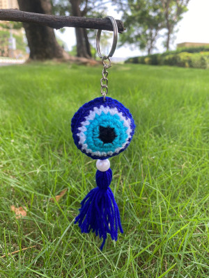TRENDY CREW Handmade Evil Eye Charm – Durable Cotton Key Chain