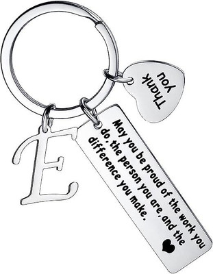 Artisans Crafted Thank You Keychain With Initial Letter Pendant E Key Chain