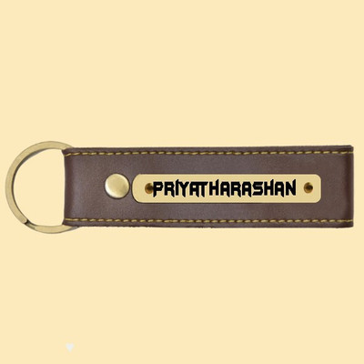 SY Gifts Priyatharashan Name Brown Artificial Leather Keychain Key Chain