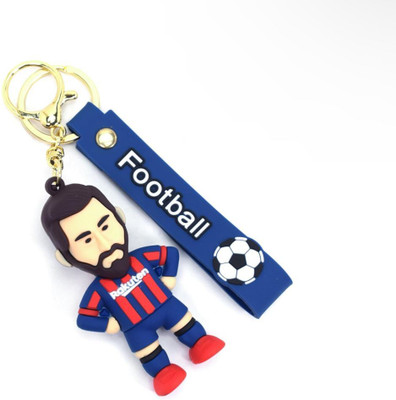 K C PVC Rubber Messi Keychain with Strap (Dark-Blue Dress) Key Chain