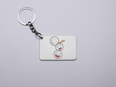 DOGAR ESSENTIALS Triplets White Faced Emojis- Printed Acrylic Keychains(Pack Of 2) Key Chain
