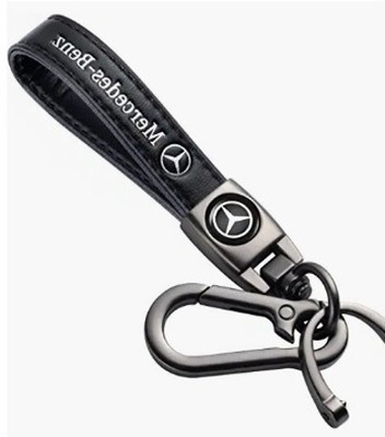SGL Mercedes Luxurious keychain, Matt Black Metallic with Long Leather strip. Key Chain