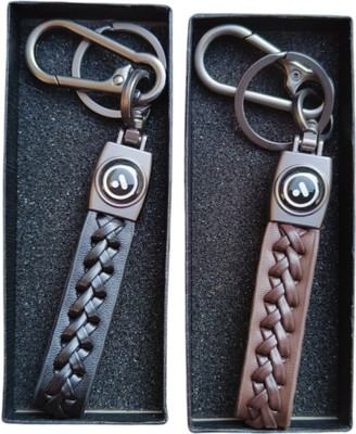 MYV Black And Brown Leather Keychain Compatible With ATHER Scooty Key Chain