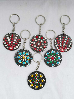 Nilanchal Handicrafts Wooden Handcrafted Keychains Round Key Chain