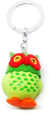 Pinaka PC 1125 Cute Owl Bird Big Eyes Rubber Green Keyring Key Chain