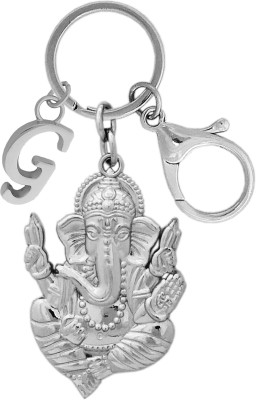 KYP Fashion Lord God Spiritual Shree Ganesh Ji Ganpati Pendant Silver Alphabet G Key Chain