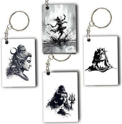 ASvik Creation KC-06 Shiva Premium Printed Keychain (Pack of 4) For Bike, Scooty, Car Key Chain