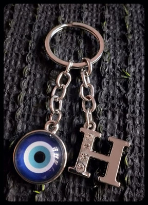 Meeko.com H Letter With Evil Eye Key Chain 01h Premium Key Chain