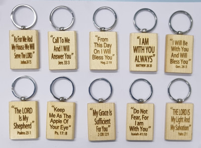 BLESSINGS Set Of 10 Wooden Christianity C Key Chain