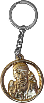 FRONTEX New Keychain of Sai Baba in Blessing Pose, Gold Color Dual Side View Key Chain