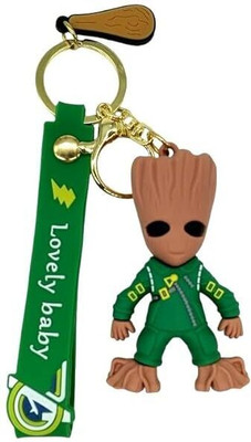 PMC CREATIVE Cute Baby Groot Silicon 3D Figure marvel Superheroes keyring Key Chain 1 Key Chain