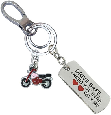 SHOKY LOOKS Metal Metallic Drive Safe With Red Bike Locking Lock Strong and Durable Key Chain