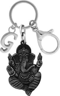 KYP Fashion Lord God Spiritual Shree Ganesh Ji Ganpati Pendant Grey Alphabet G Key Chain