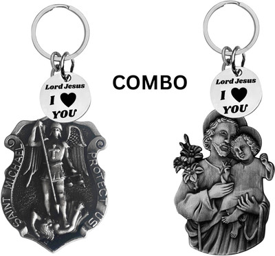 M Men Style Double-Sided Saint Michael Keychain – Jesus Christ Key Ring Medal Com646-637 Key Chain