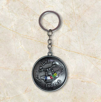 PEARLISH Royal Enfield Bike 360 Degree Rotating keychain with leh & ladakh flag Key Chain
