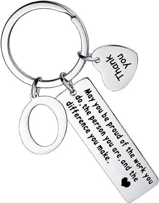 Artisans Crafted Thank You Keychain With Initial Letter Pendant O Key Chain