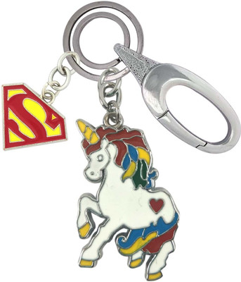 SHOKY LOOKS Beautiful colorful Unicorn With Supermen Locking Lock Key Chain