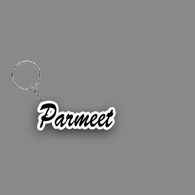 SY Gifts SYG Parmeet Name Keychain White And Black Key Chain