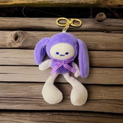 ADOREAL Kawaii Bunny Soft Toy Purple And White Color Plush Doll Keychain And Keyring Key Chain