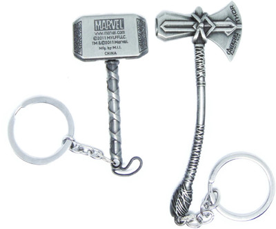 gtrp keychain-Marvel Thor hammer and silver stormbreaker axe Key Chain