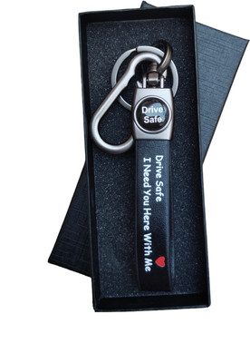 JNV Drive Safe I Need You here with me Leather Keychain (Black) Key Chain