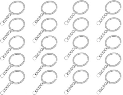 Revees Clive Silver Metal Loops Rings Keyring with Chain Open Jump Ring Connector Key Rings Key Chain