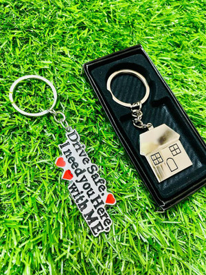 GKM Metal House Theme & Drive Safe premium quality combo set keychain Key Chain