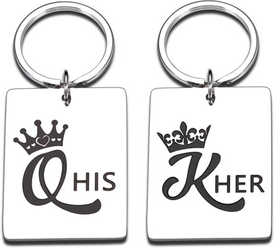 Fashioncreet His Queen & Her King Stainless Steel Couple Keychain Set Gift for Couples Key Chain