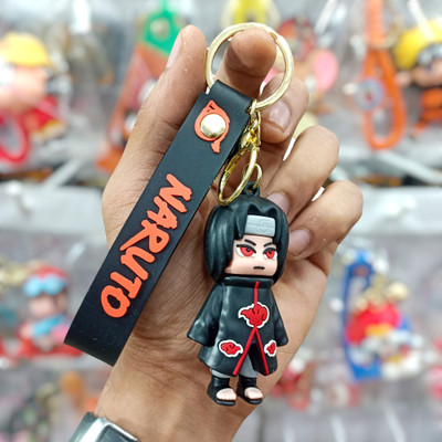 Tiny Tim Cute Anime Naruto Itachi Uchiha Silicone 3D Keychain with Charm Hook Keyring Key Chain