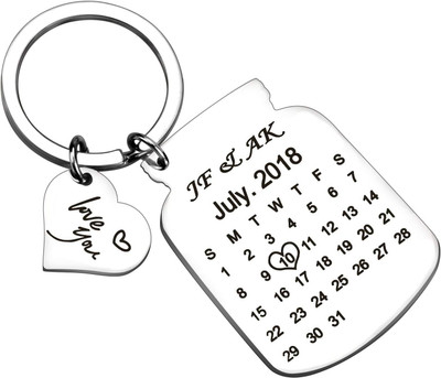 Myurawells Calendar Date Engraved Keyring & Keychain Memorial Wedding Gift (Bottle Silver) Key Chain