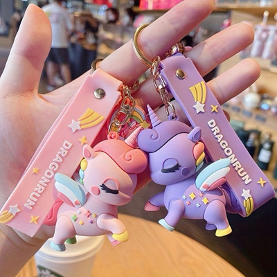 SHRI JI Unicorn Keychain Rubber Silicone Keychain Pack of 2 Key Chain