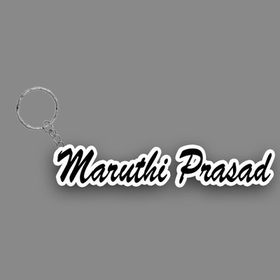 SY Gifts SYG Maruthi Prasad Name Keychain White And Black Key Chain