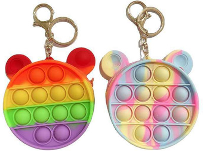 aahanshopee MICKEY SILICONE POPIT COIN POUCH WITH KEYCHAIN, RANDOM RAINBOW COLOUR Key Chain