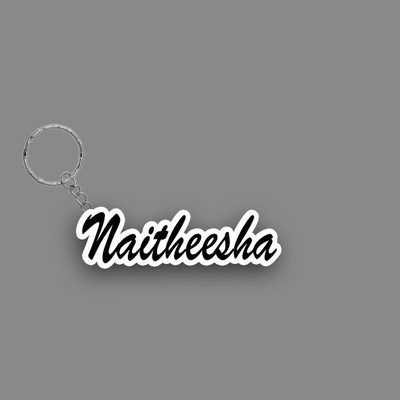 SY Gifts SYG Naitheesha Name Keychain White And Black Key Chain