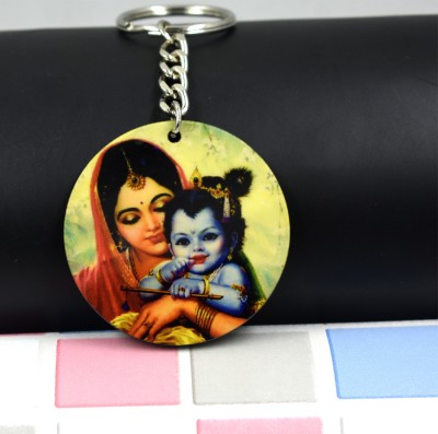 AFH Lord Bal Krishna with Yashoda Religious Keychain for Men and Women Key Chain