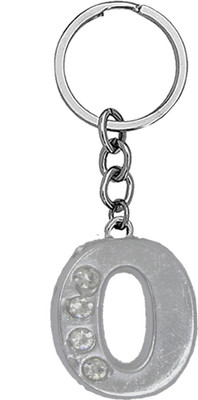 AFH Initial Alphabet Letter O Silver Keychain for Men and Women Key Chain